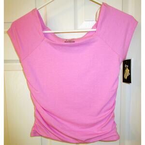 Art Class Girl's Pink T-Shirt Ruche Stretch Short Sleeves Cotton Size Large